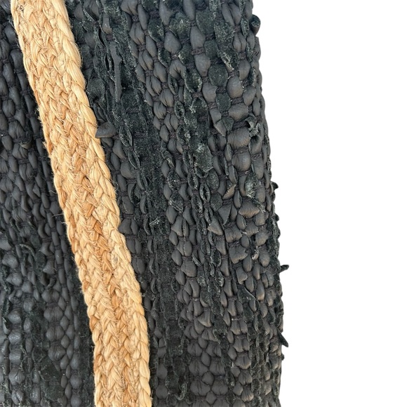 Black and Tan Woven Tote Bag Leather and Jute - Picture 5 of 8